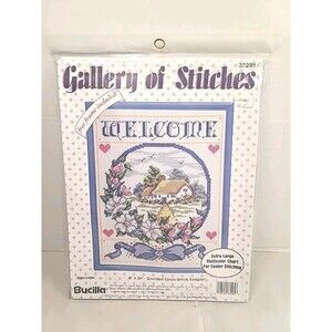 Vintage 1993 Bucilla Gallery of Stitches “Welcome”Counted Cross Stitch Kit 33295